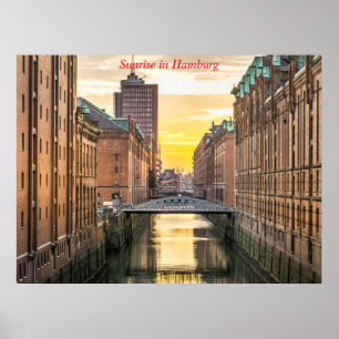 Affiche Lever de soleil à Hambourg