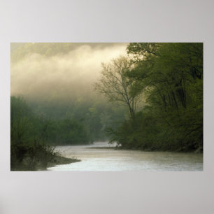 Affiche Lever de soleil à travers le brouillard vu de Red