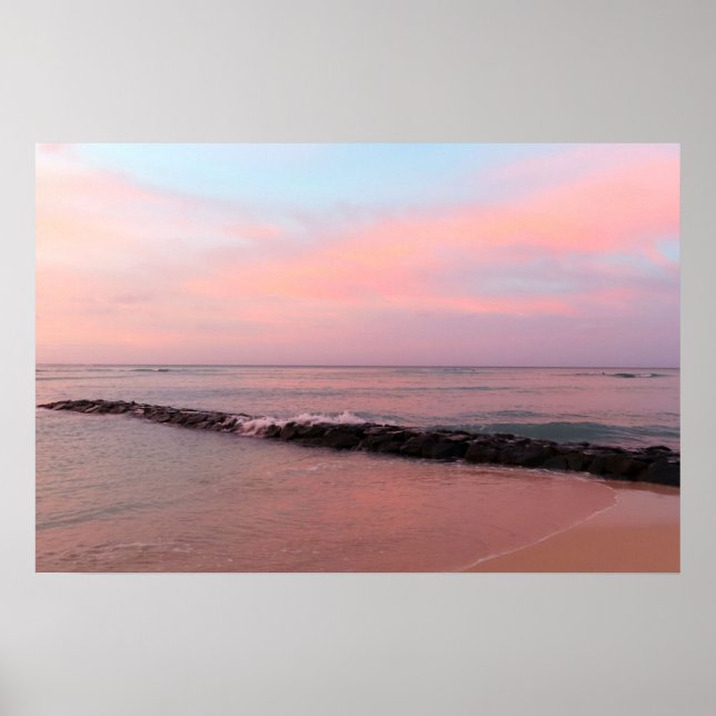 Affiche Lever de soleil à Waikiki Beach (Devant)