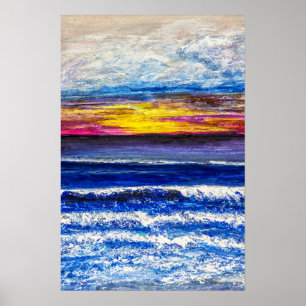 Affiche - Lever de soleil au bord de la mer