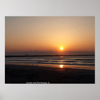 Affiche Lever de soleil au-dessus de Port Aransas, Texas.