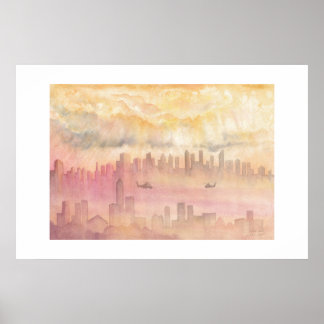 Affiche Lever de soleil dans la grande ville