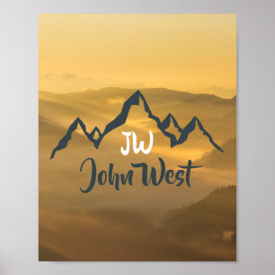 Affiche Lever de soleil doré monogramme personnalisable mo