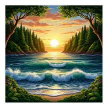 Lever de soleil époustouflant sur les vagues de l'