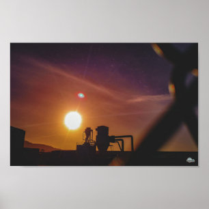 Affiche Lever de soleil industriel à Welshpool, Pays de Ga