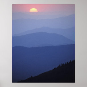 Affiche Lever de soleil, montagnes du sud des Appalaches,