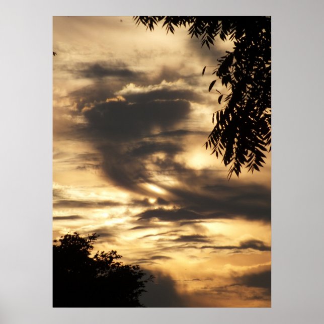 Affiche Lever de Soleil Nuageux Doré (Devant)