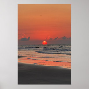 Affiche Lever de soleil sur la plage de l'île aux Palmes