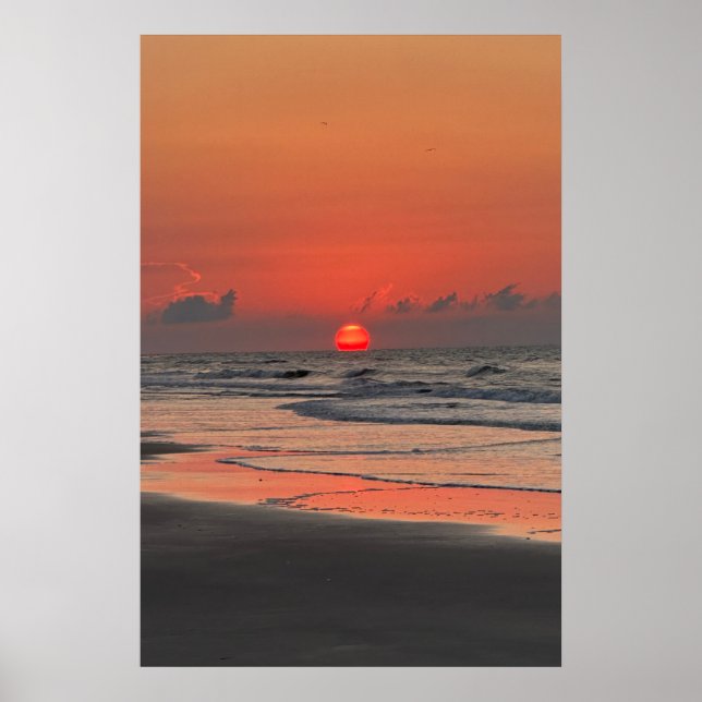 Affiche Lever de soleil sur la plage de l'île aux Palmes (Devant)