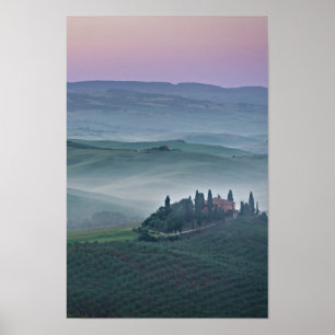 Affiche Lever de soleil sur l'affiche verticale toscane