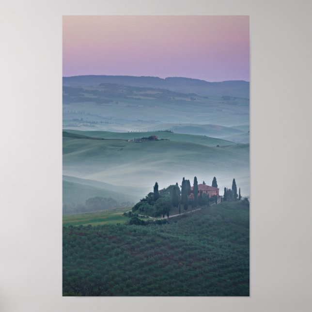 Affiche Lever de soleil sur l'affiche verticale toscane (Devant)
