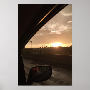 Affiche Lever de soleil sur l'autoroute