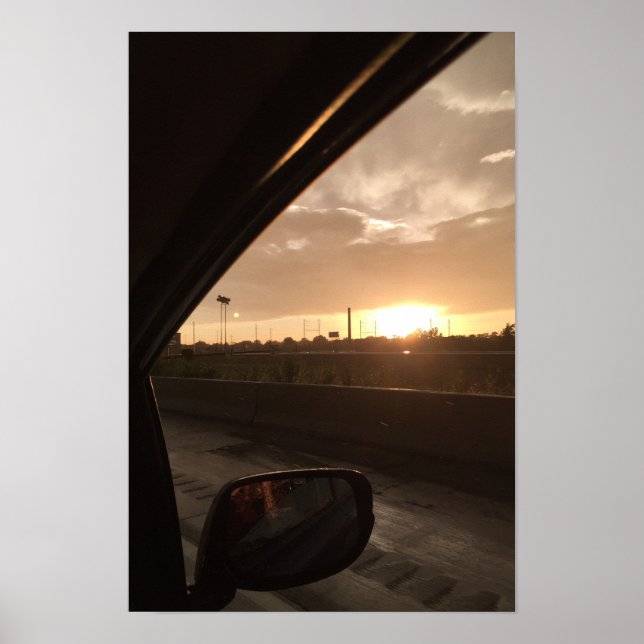 Affiche Lever de soleil sur l'autoroute (Devant)