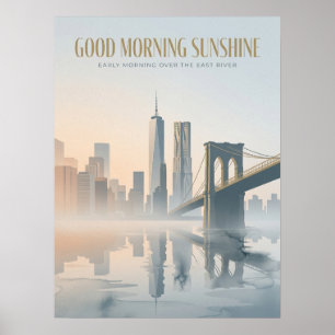 Affiche Lever de soleil sur l'East River à Manhattan