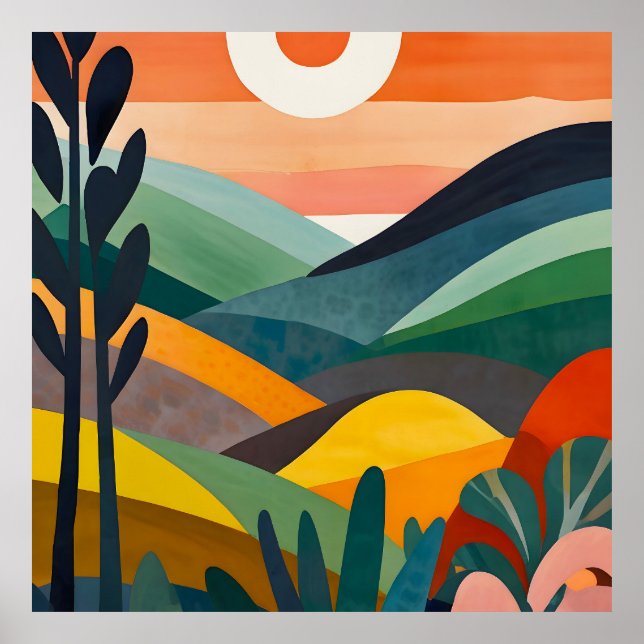 Affiche Lever De Soleil Sur Les Collines Rollantes (Devant)