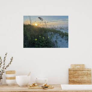 Affiche Lever de soleil sur les dunes de la plage