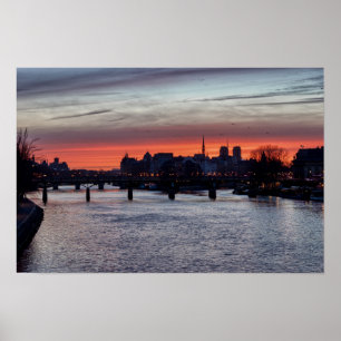 Affiche Lever de soleil sur l'Ile de la Cité et Notre Dame