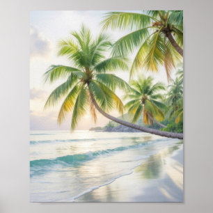 Affiche Lever de soleil tropical serein sur un sable blanc