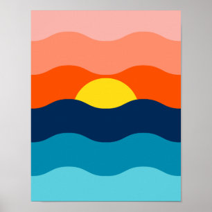 Affiche Lever du soleil/coucher du soleil sur l'eau