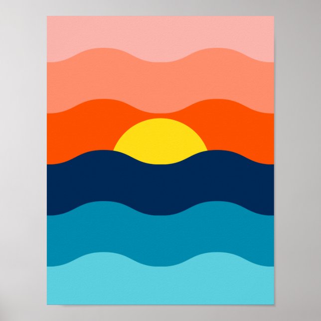 Affiche Lever du soleil/coucher du soleil sur l'eau (Devant)