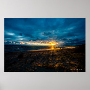 Affiche Lever du soleil de l'automne nuageux au-dessus de