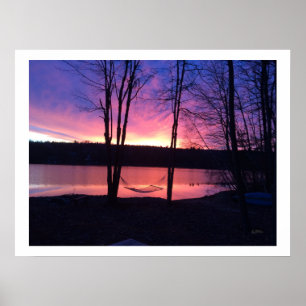 Affiche Lever du soleil du début du matin au lac