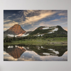 Affiche Lever du soleil et réflexion, Parc national des Gl