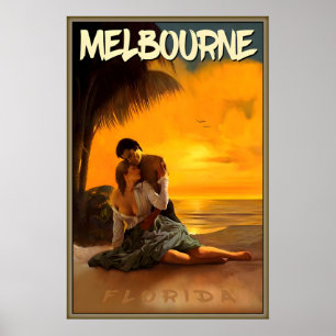 Affiche Lever du soleil sur la plage de Melbourne Floride