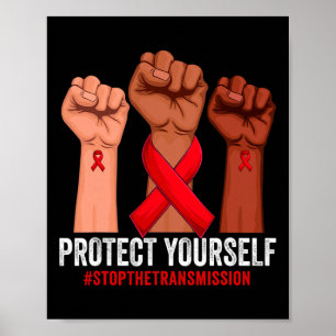 Affiche Lever la main Se protéger sensibilisation au vih/s