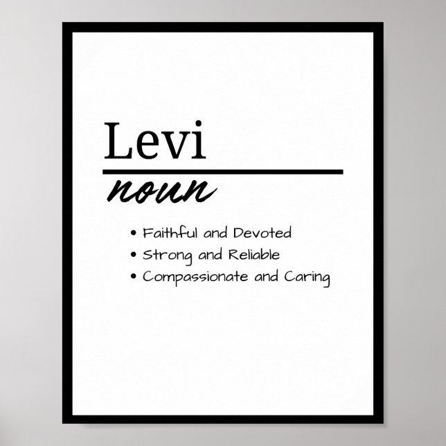 Affiche Levi, Garçon Nom Personnalisé Définition (Devant)