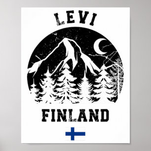 Affiche Levi Lapland Station de ski Finlande Ski Alpin Fin
