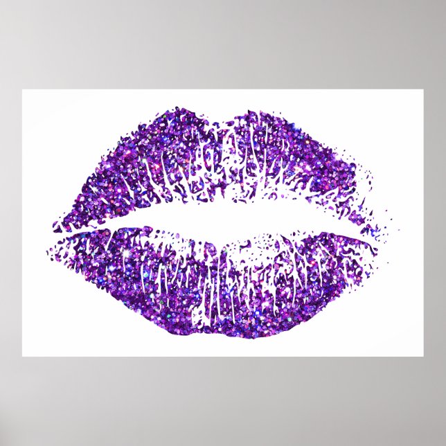 Affiche Lèvres à Parties scintillant violette #2 (Devant)