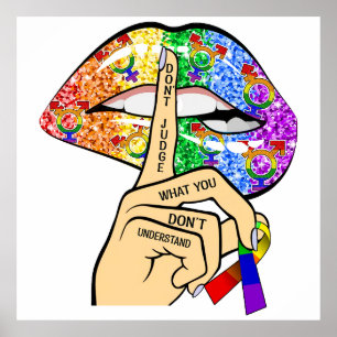 Affiche Lèvres arc-en-ciel LGBT