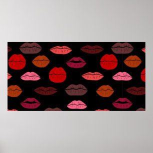 Affiche Lèvres colorées motifs sans couture