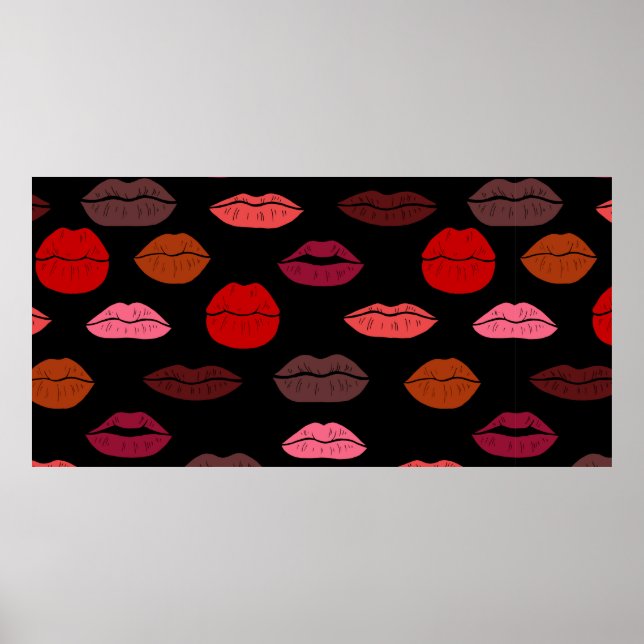 Affiche Lèvres colorées motifs sans couture (Devant)