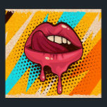 Affiche Lèvres d'art pop : Vintage tendance<br><div class="desc">Pink, lèvres rouges, bouche et icône de langue sur pop art rétro vintage arrière - plan coloré. Illustration couleur tendance et mode facile à éditer pour Votre conception d'affiche et de bannière. Vibes d'art pop : Bouche colorée rétro sur Arrière - plan joueur. Pop Art Tentation : Rétro Glamor, Gras...</div>
