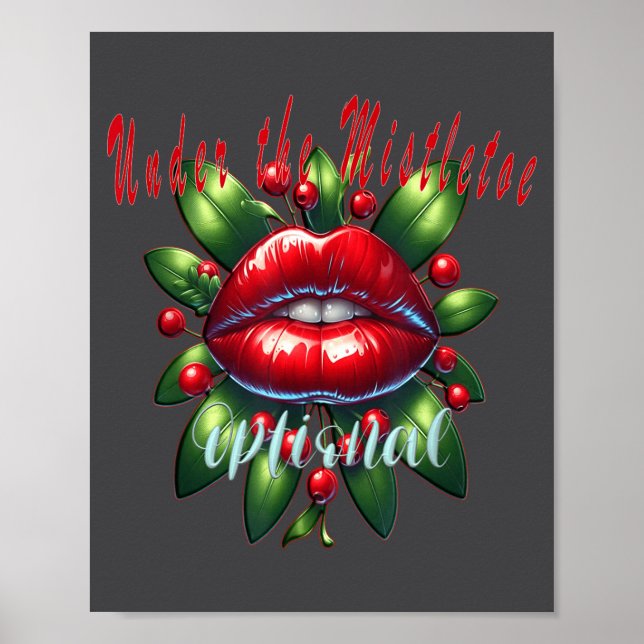 Affiche Lèvres de gui de Noël Y - Tee-shirt de vacances co (Devant)