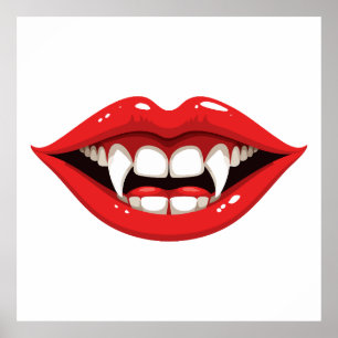 Affiche Lèvres de vampire rouges