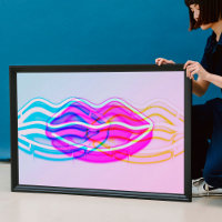 Lèvres lumineuses murales couleur néon | Art numér