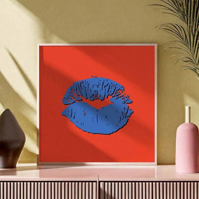 Affiche Lèvres qui s'embrassent Orange et Bleu (Créateur téléchargé)