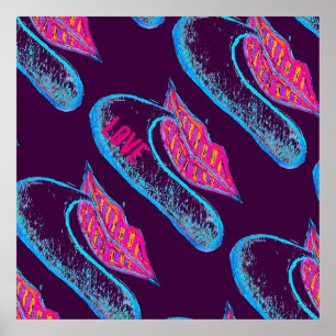 Affiche Lèvres roses et un mot balon ou langue