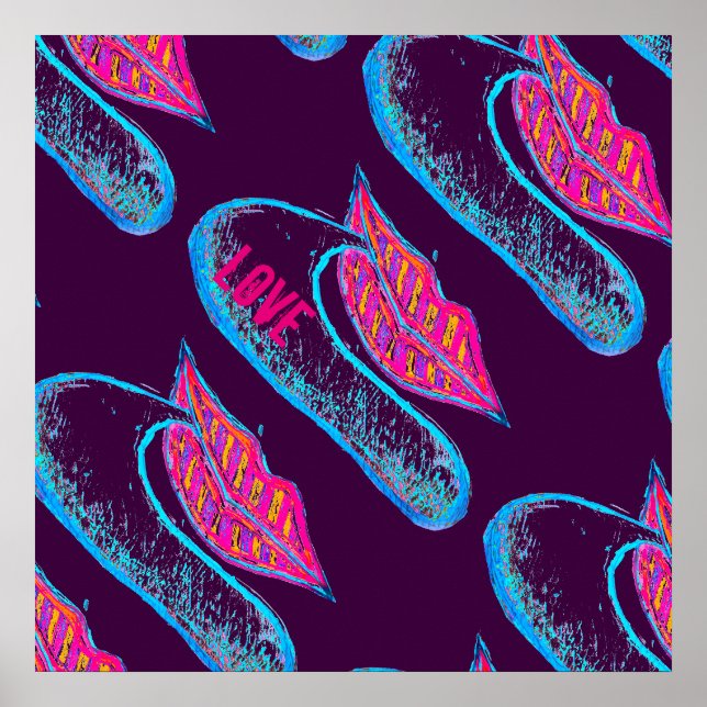 Affiche Lèvres roses et un mot balon ou langue (Devant)