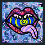 Affiche Lèvres roses hurlant Bouche Spirale Pop Art Imprim<br><div class="desc">Parfois, tout le bruit numérique vous fait tourner hors de contrôle jusqu'à ce que vous voulez juste crier. Hurlant bouche ouverte avec cri en spirale bleue et jaune, langue rayée rose et violet sortant de la bouche. Les lèvres ont des cerises, des coeurs, des fraises, des coccinelles, des rayures roses...</div>