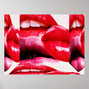 Affiche Lèvres rouge à lèvres Hot Lipstick