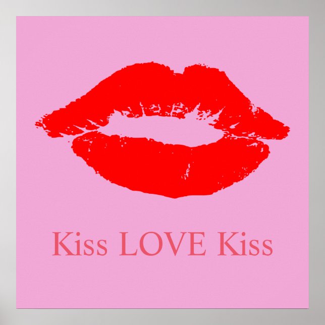 Affiche Lèvres rouges avec Kiss Love Kiss Couleur personna (Devant)
