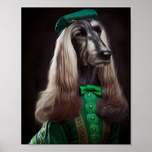 Affiche lévrier afghan en robe de la Saint-Patrick