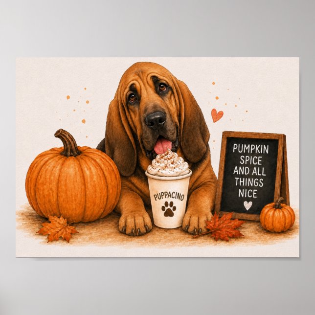 Affiche Lévrier Invitant Puppaccino Épices de Citrouille A (Devant)