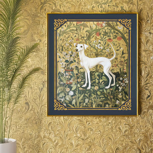 Affiche Lévrier italien ou Whippet dans un jardin de la Re