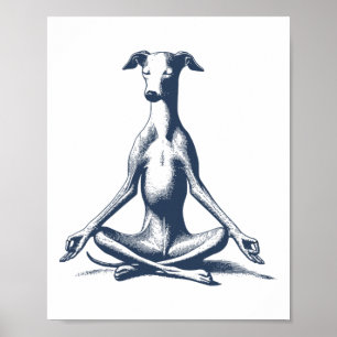 Affiche Lévrier Italien Whippet Iggy Méditer Lotus Yoga