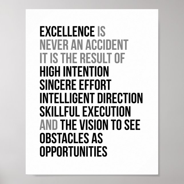 Affiche L'excellence n'est jamais un accident (Devant)